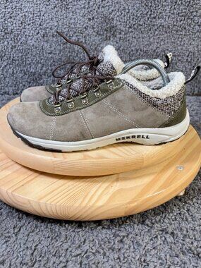Merrell Kamori Chill Hiking Shoe Women Size 10 Leather Sherpa Trim Brown Sneaker